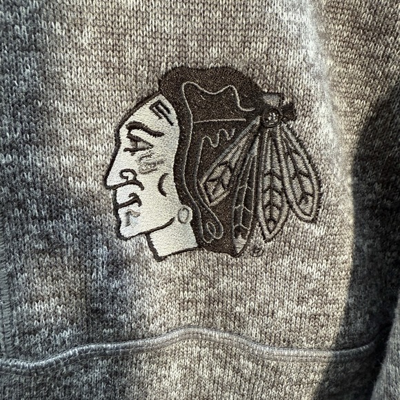 Chicago Blackhawks Sweatshirt Adult 2XL XXL Gray Heather Embroidered 1/4 Zip - Picture 11 of 11